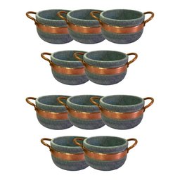 Kit 10 Cumbucas Alça de Cobre Pedra Sabão Caldo Sopa 500ml - 1