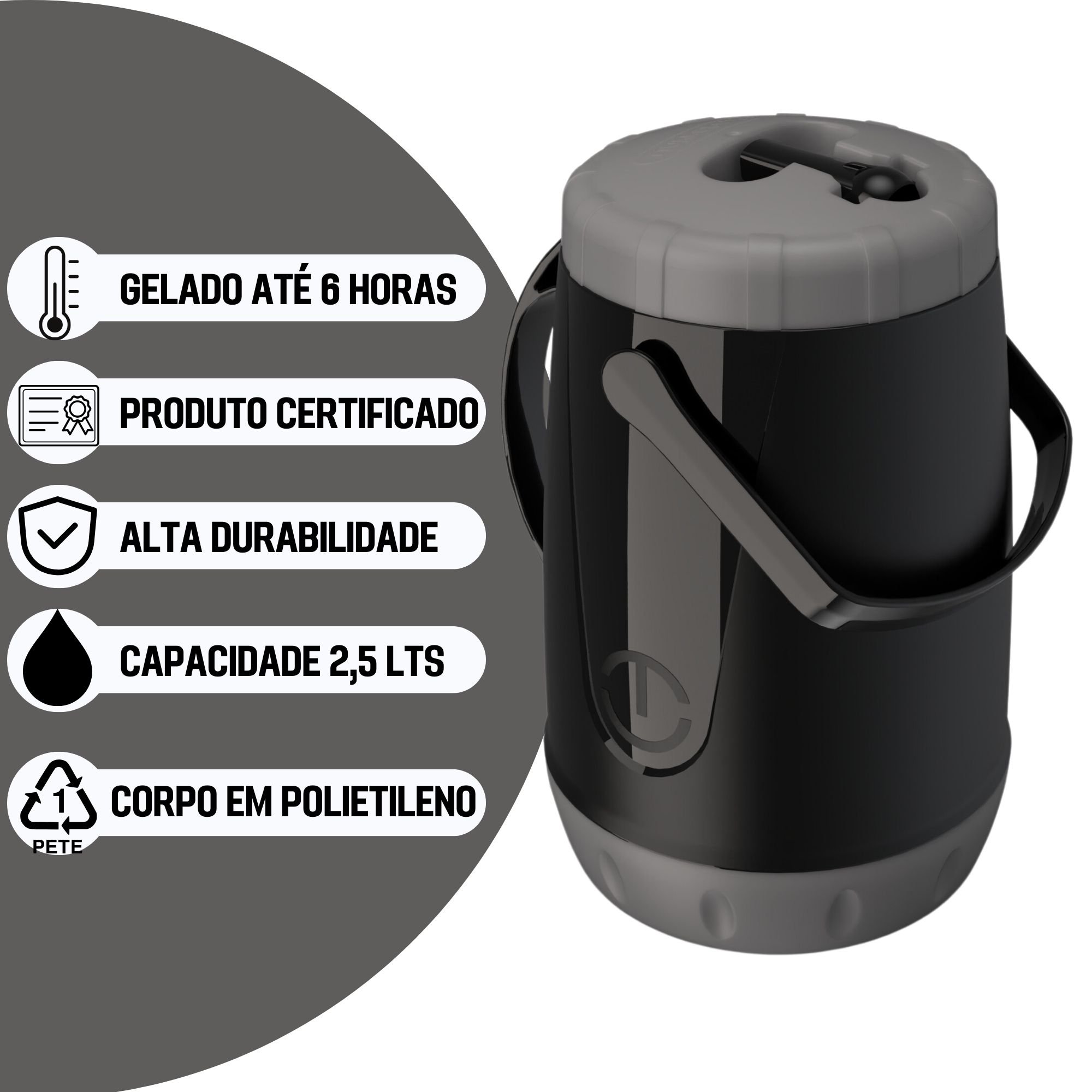 Jarra Térmica Garrafa Pavia 2,5 L Unitermi Suco Água Chá - 5