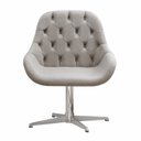 Ver imagem 2 de Poltrona Lua Cadeira Decorativa Giratória Pé de Metal Escritório, Sala, Recepção - Suede Bege Claro