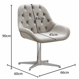 Poltrona Lua Cadeira Decorativa Giratória Pé de Metal Escritório, Sala, Recepção - Suede Bege Claro - 5