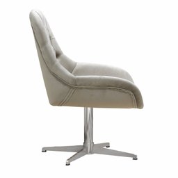 Poltrona Lua Cadeira Decorativa Giratória Pé de Metal Escritório, Sala, Recepção - Suede Bege Claro - 3