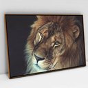 Ver imagem 1 de Quadro Decorativo em Canvas A Face do Leão TaColado Moldura Flutuante 4,5cm Freijó 120 x 80cm