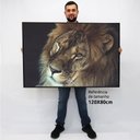 Ver imagem 2 de Quadro Decorativo em Canvas A Face do Leão TaColado Moldura Flutuante 4,5cm Freijó 120 x 80cm