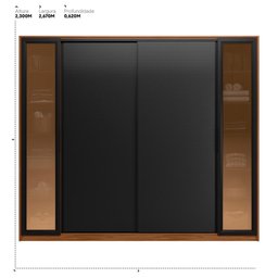 Guarda Roupa Casal 4 Portas Vidro Reflecta e 4 Gavetas Laredo - Nogueira/preto Prime Tx - 2