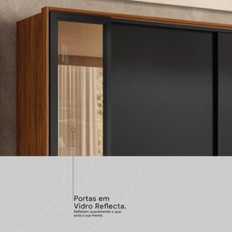 Guarda Roupa Casal 4 Portas Vidro Reflecta e 4 Gavetas Laredo - Nogueira/preto Prime Tx - 8