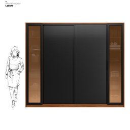 Guarda Roupa Casal 4 Portas Vidro Reflecta e 4 Gavetas Laredo - Nogueira/preto Prime Tx - 5