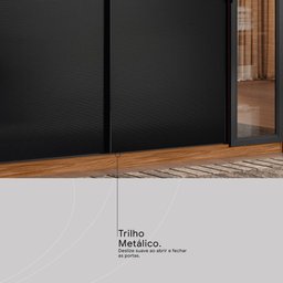 Guarda Roupa Casal 4 Portas Vidro Reflecta e 4 Gavetas Laredo - Nogueira/preto Prime Tx - 9