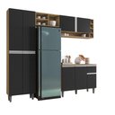 Ver imagem 2 de Cozinha Modulada Vanessa Completa com 9 Portas Amêndoa Preto - Ajl