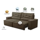 Ver imagem 2 de Sofá Retrátil e Reclinável 3 lugares com Molas 1,80m Laura Suede Marrom Madelina