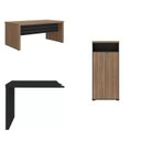 Ver imagem 2 de Conjunto Mesa Diretor em L + Armário Multiuso Nogal/Preto Marrom Artany