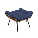 Ver imagem 4 de Poltrona Costela com Puff em Linho Azul Cor Azul
