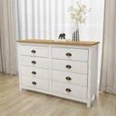 Ver imagem 1 de Cômoda para Quarto 8 Gavetas Estilo Americano 125cm Lázio F07 Branco/Carvalho - Mpozenato