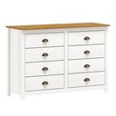 Ver imagem 1 de Cômoda para Quarto 8 Gavetas Estilo Americano 125cm Lázio F07 Branco/Carvalho - Mpozenato