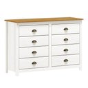 Ver imagem 2 de Cômoda para Quarto 8 Gavetas Estilo Americano 125cm Lázio F07 Branco/Carvalho - Mpozenato
