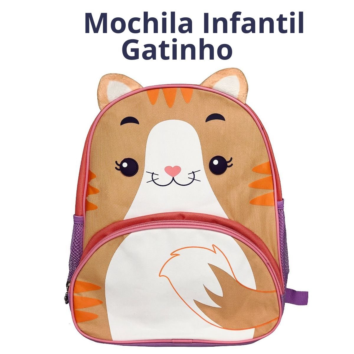 Mochila Infantil Escolar Clio Pet's com Alça Animais Cachorro Gato Pato Pinguim Tubarão Unicórnio Mo - 5