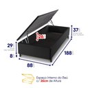 Ver imagem 7 de Conjunto Box Baú Preto Luanda Branco Espuma D28 Solteiro 88x188x69 - King House