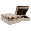 Ver imagem 1 de Cama Box Baú Queen: Colchão Molas Ensacadas Paropas MasterPocket Marcelly Ibiza + Base CRC Suede