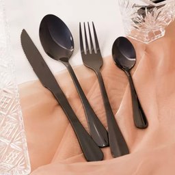 Jogo 6 Garfos e 6 Facas de Mesa Jantar Aço Inox Positano Preto Lyor - 8