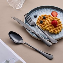 Jogo 6 Garfos e 6 Facas de Mesa Jantar Aço Inox Positano Preto Lyor - 3