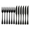 Jogo 6 Garfos e 6 Facas de Mesa Jantar Aço Inox Positano Preto Lyor - 1