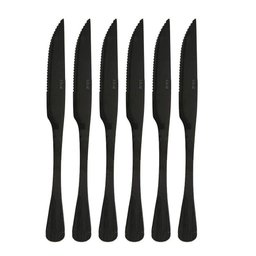 Jogo 6 Garfos e 6 Facas de Mesa Jantar Aço Inox Positano Preto Lyor - 5
