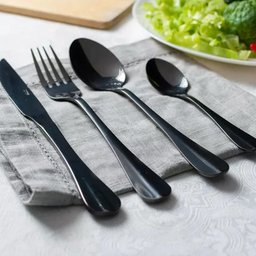 Jogo 6 Garfos e 6 Facas de Mesa Jantar Aço Inox Positano Preto Lyor - 7