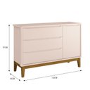 Ver imagem 5 de Jogo de Quarto Infantil Guarda Roupa 2 Portas e Cômoda 1 Porta Classic Rosa Fosco com Pés Amadeirado