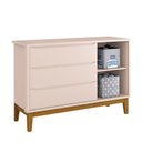 Ver imagem 6 de Jogo de Quarto Infantil Guarda Roupa 2 Portas e Cômoda 1 Porta Classic Rosa Fosco com Pés Amadeirado