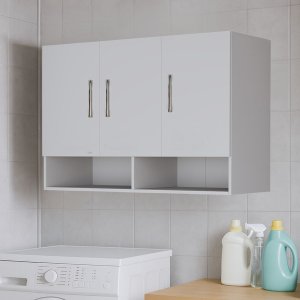 Armário Suspenso Multiuso Mdf Resistente 3 Portas com Nicho