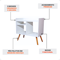 Aparador Adega Estante Tv Retrô com Pé Palito Balcão de Apoio para Sala Cantinho do Café Recepção - 6