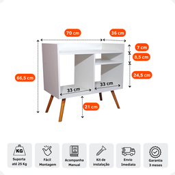 Aparador Adega Estante Tv Retrô com Pé Palito Balcão de Apoio para Sala Cantinho do Café Recepção - 3