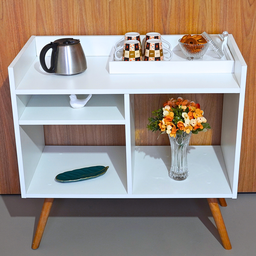 Aparador Adega Estante Tv Retrô com Pé Palito Balcão de Apoio para Sala Cantinho do Café Recepção - 4