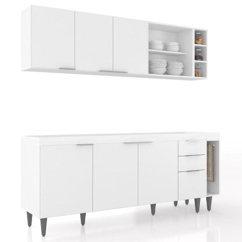 Armário de Cozinha CP11 para Pia 200cm Pérola Z34 Branco - Mpozenato
