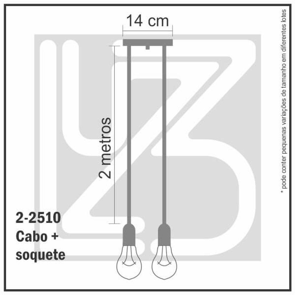 Lustre Aranha com 2 Pendentes (2m Cabo Preto + Soquetes + Canopla) - 4