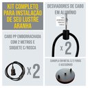 Ver imagem 3 de Lustre Aranha com 2 Pendentes (2m Cabo Preto + Soquetes + Canopla)