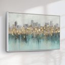 Ver imagem 1 de Quadro Decorativo Abstrato Verde e Dourado