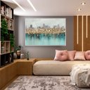 Ver imagem 2 de Quadro Decorativo Abstrato Verde e Dourado