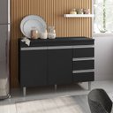 Ver imagem 6 de Balcao Com Tampo 120 cm 2 Portas Andreia Preto REAJL