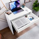 Ver imagem 5 de Escrivaninha Mesa Escritório Tesla com Chave 1 Gaveta 72cm Branco