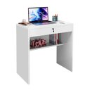Ver imagem 2 de Escrivaninha Mesa Escritório Tesla com Chave 1 Gaveta 72cm Branco