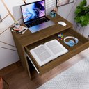 Ver imagem 5 de Escrivaninha Mesa Escritório Tesla com Chave 1 Gaveta 72cm Jequitibá