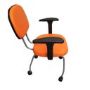 Ver imagem 3 de Cadeira Fixa com Rodizios Rodinhas e Apoio de Braco Cinza com Laranja Corvin Popmov Cadeira Fixa Rod