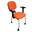 Ver imagem 1 de Cadeira Fixa com Rodizios Rodinhas e Apoio de Braco Cinza com Laranja Corvin Popmov Cadeira Fixa Rod