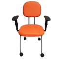 Ver imagem 2 de Cadeira Fixa com Rodizios Rodinhas e Apoio de Braco Cinza com Laranja Corvin Popmov Cadeira Fixa Rod