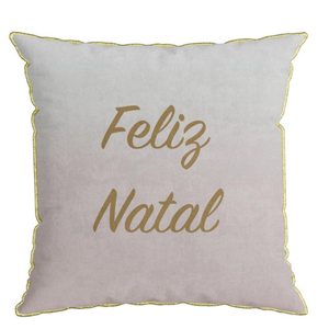 Almofada Natal Foil Laranja Belchior 43x43cm:Felíz Natal