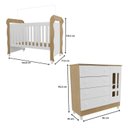 Ver imagem 4 de Conjunto Quarto Bebê Berço 3 em 1 Mirelle Cômoda 4 Gavetas 1 Porta 100% MDF Branco/com Bétula