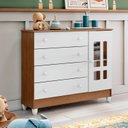 Ver imagem 7 de Conjunto Quarto Bebê Berço 3 em 1 Mirelle Cômoda 4 Gavetas 1 Porta 100% MDF Branco/com Bétula