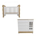 Ver imagem 3 de Conjunto Quarto Bebê Berço 3 em 1 Mirelle Cômoda 4 Gavetas 1 Porta 100% MDF Branco/com Bétula