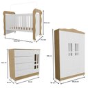 Ver imagem 4 de Quarto Bebê Completo Berço 3 em 1 Mirelle Guarda Roupa 4 Portas Cômoda 4 Gavetas 1 Porta MDF Branco/Bétula