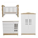 Ver imagem 3 de Quarto Bebê Completo Berço 3 em 1 Mirelle Guarda Roupa 4 Portas Cômoda 4 Gavetas 1 Porta MDF Branco/Bétula
